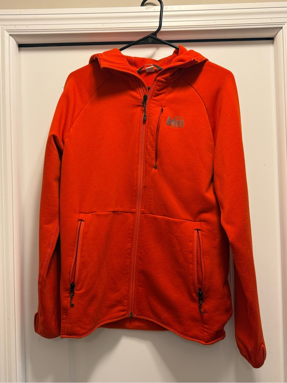 REI Vibrant Orange Hooded Fleece Jacket